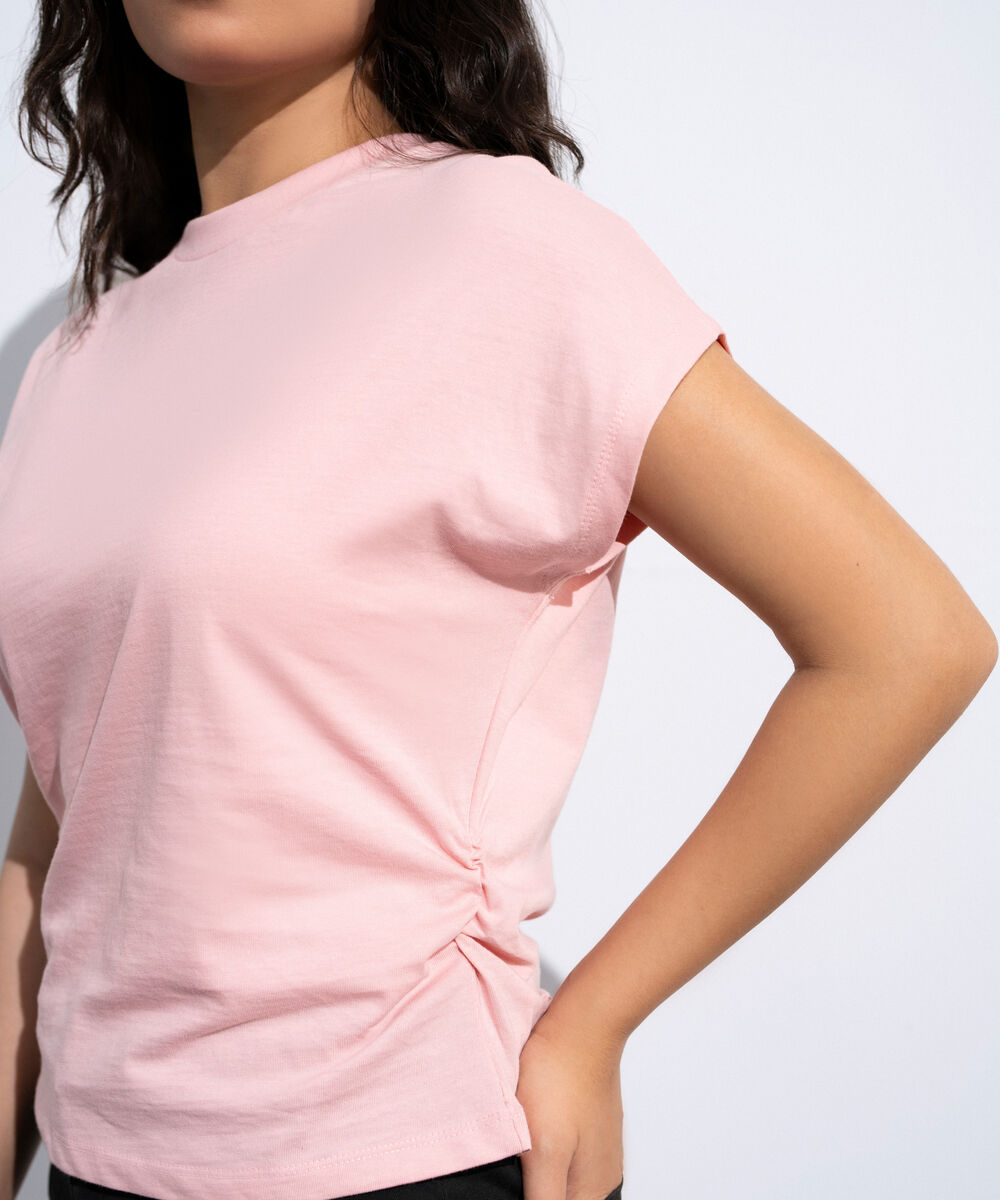 Women's Pink Cinched Waist T-Shirt