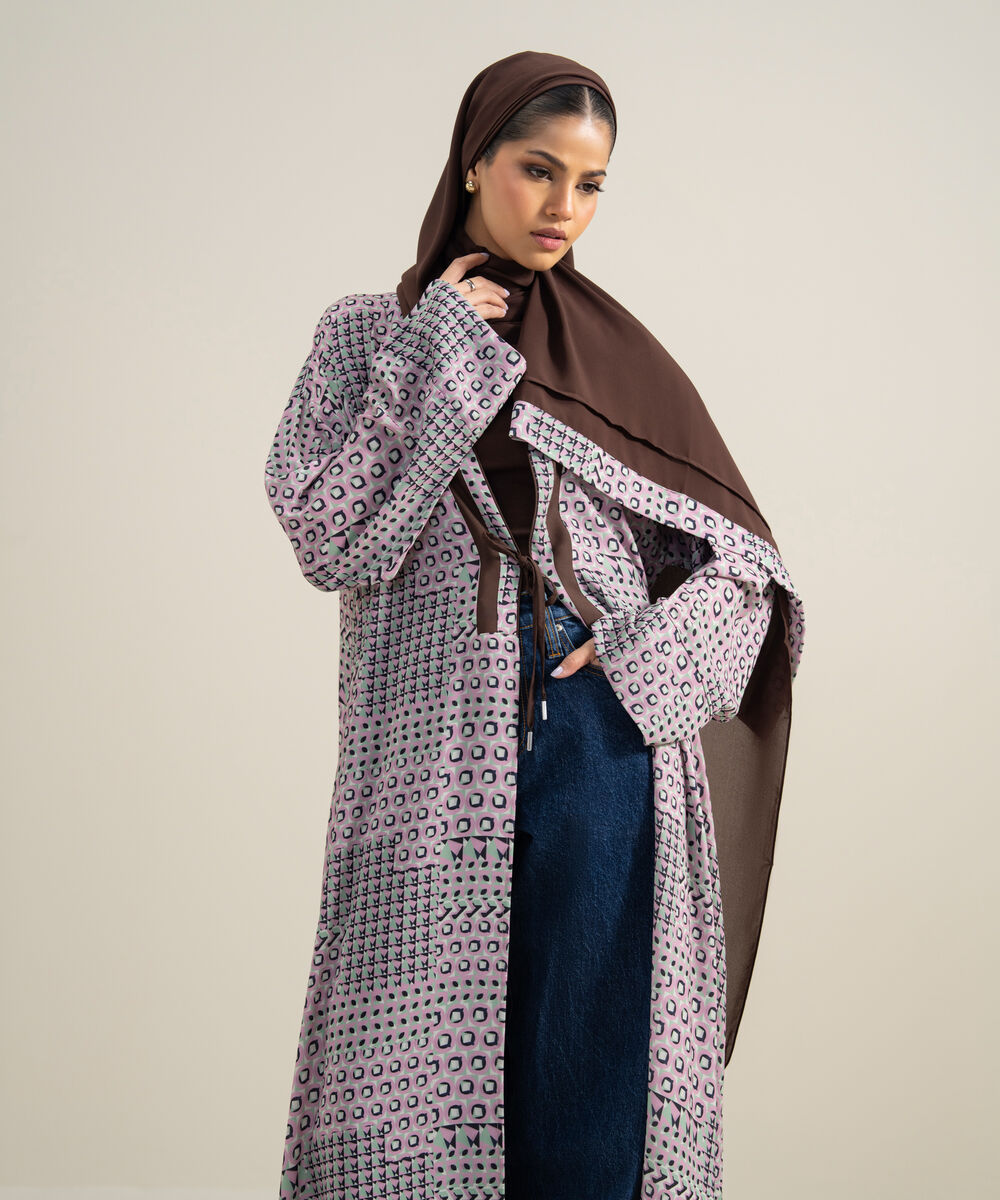 Women's Polyester Multi Kimono Printed Abbaya Set