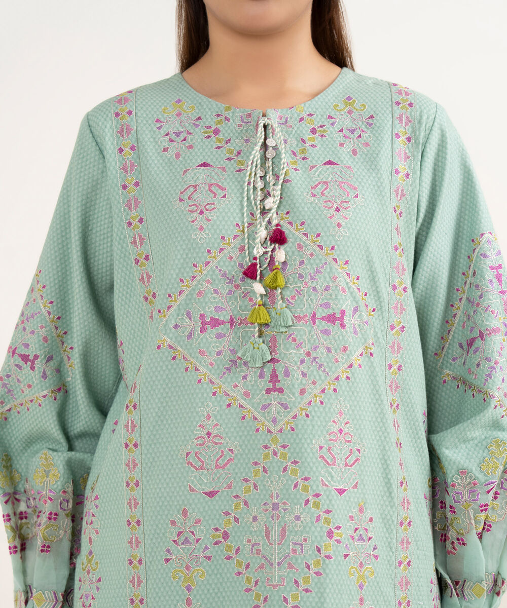 Women's Unstitched Dobby Dyed Three Piece Suit