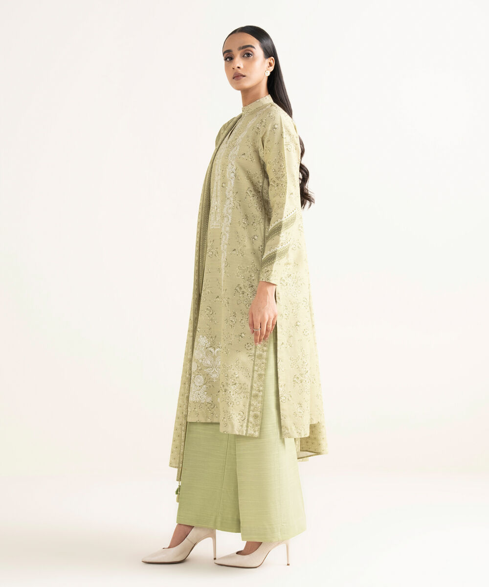 Women's Unstitched Khaddar Embroidered Beige   2 Piece Suit