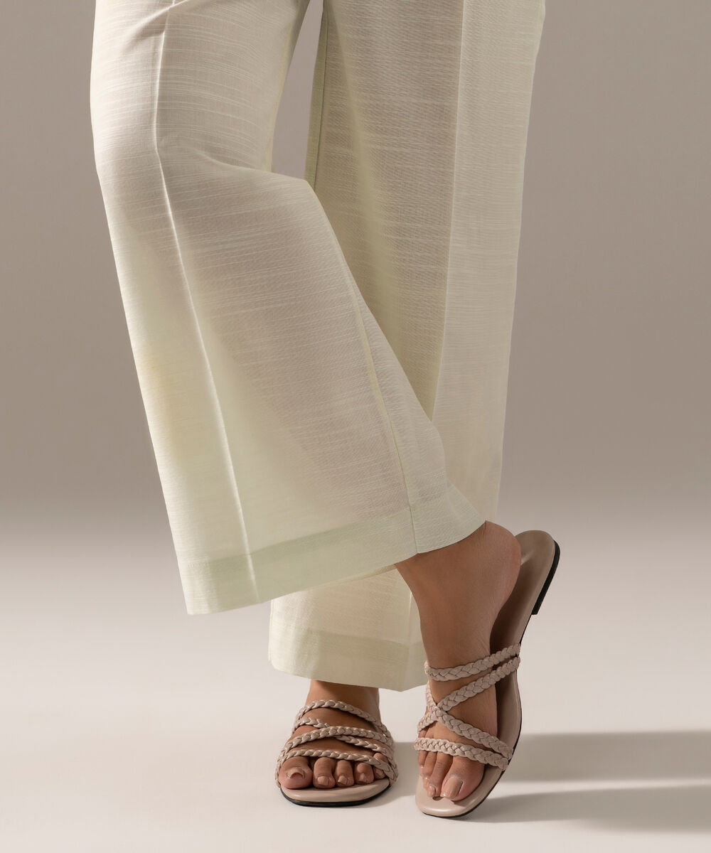 Women's RTW Khaddar Solid Off White Culottes