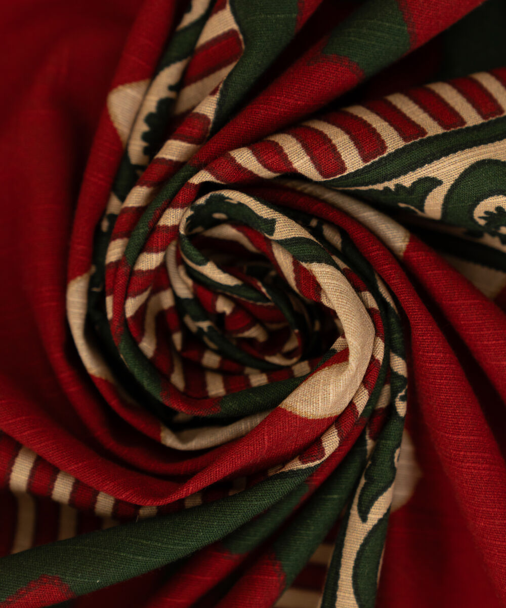 Light Khaddar Printed Red Dupatta