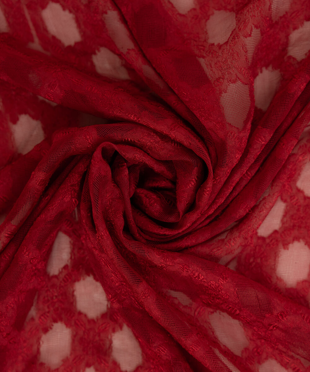 Brochea Jacquard Solid Red Dupatta