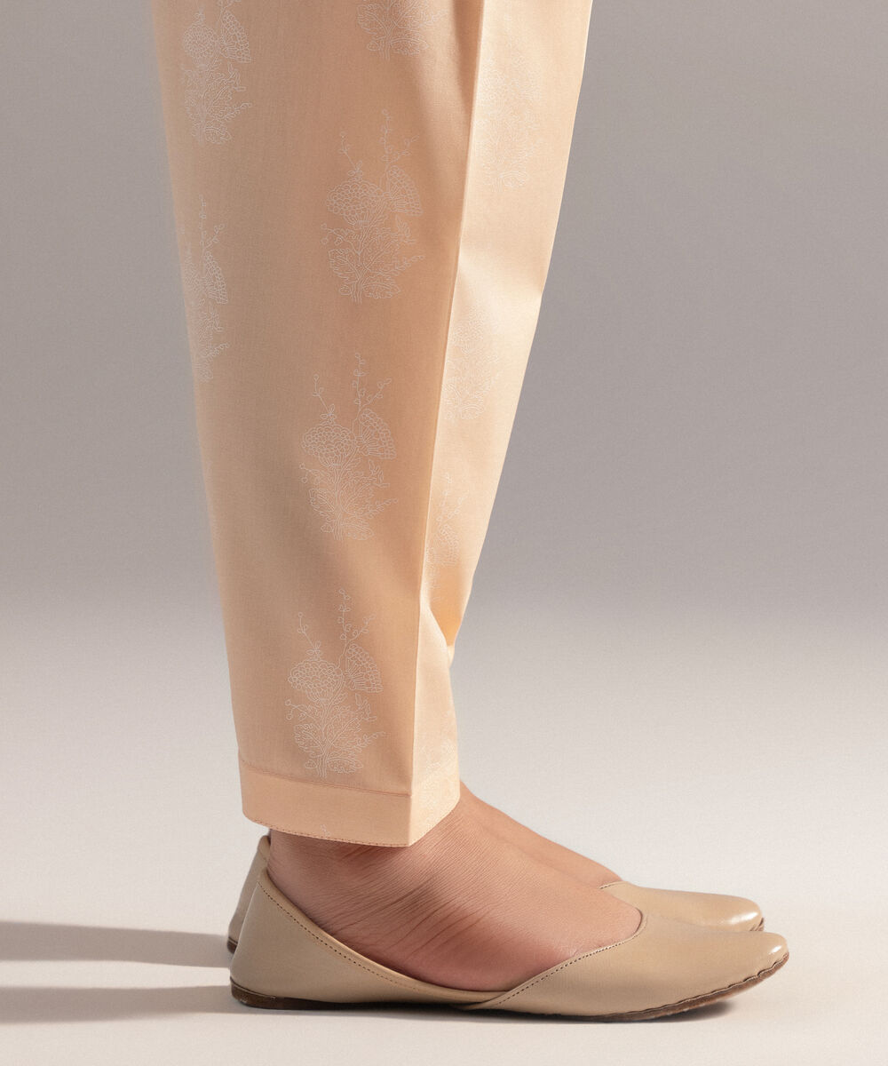 Women's RTW Cambric Printed Peach Shalwar