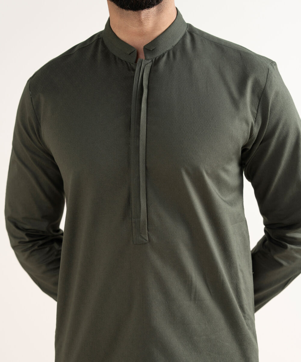 Men's 100% Cotton Plain Olive Kurta Trouser