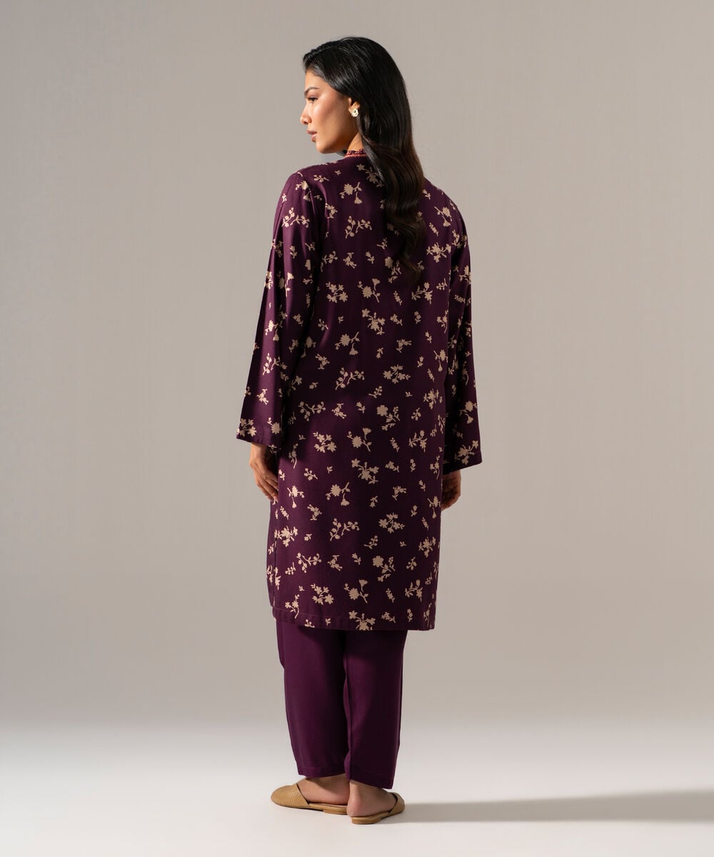 Women's RTW Viscose Marina Printed Purple Straight Shirt