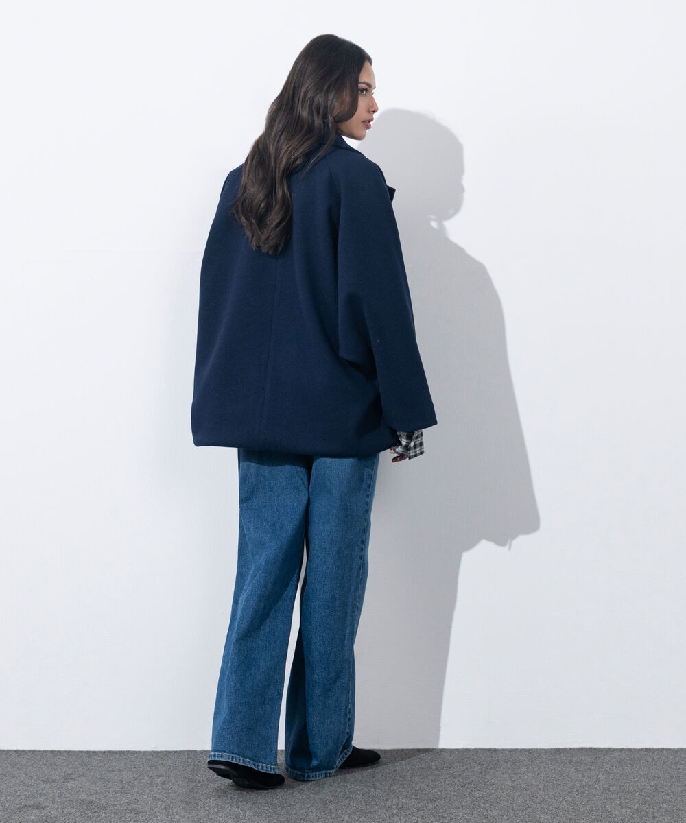 Women's Western Wear Blue Oversized Cape Coat