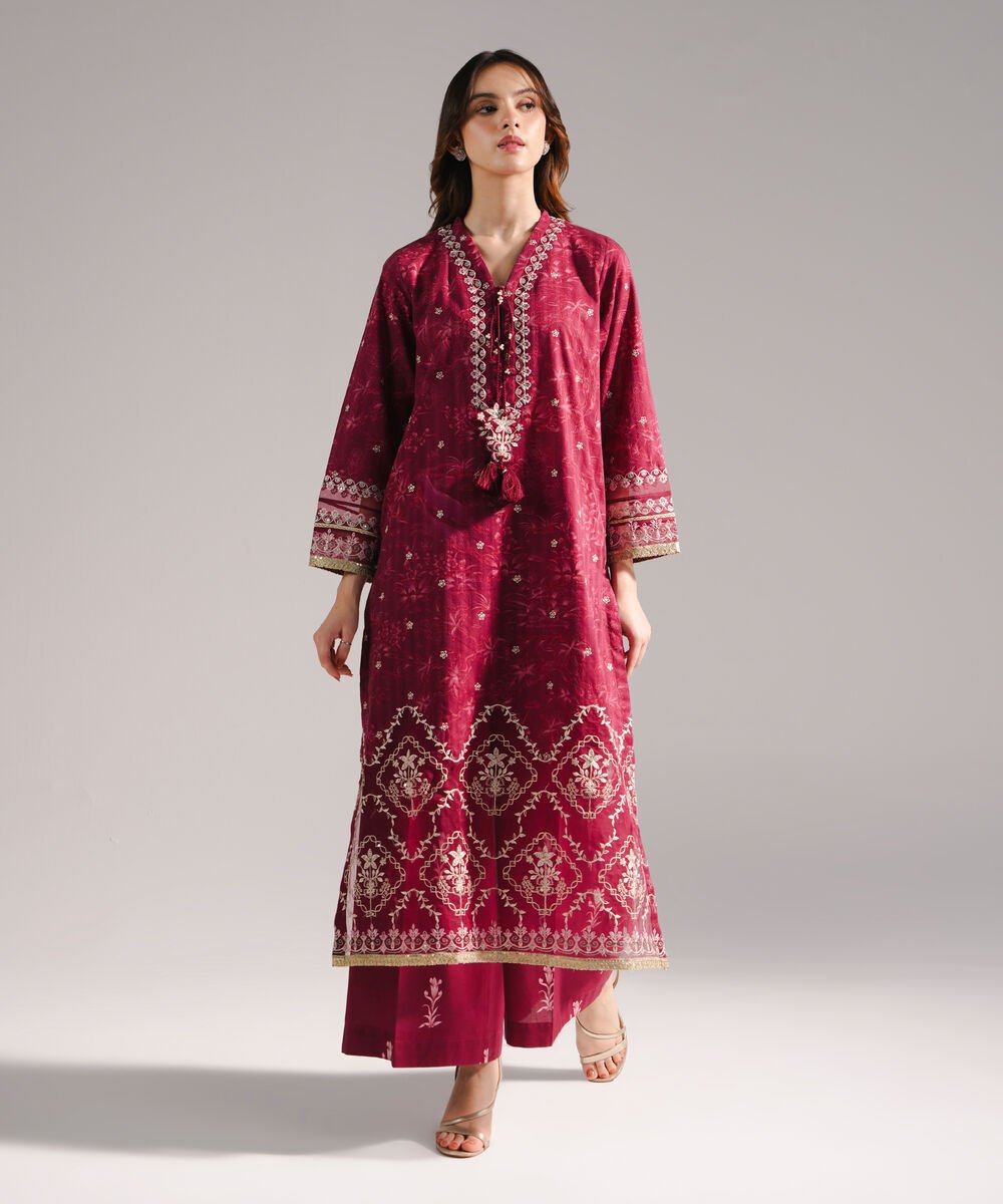 Women's RTW Leno Kara Embroidered A-Line Plum Shirt