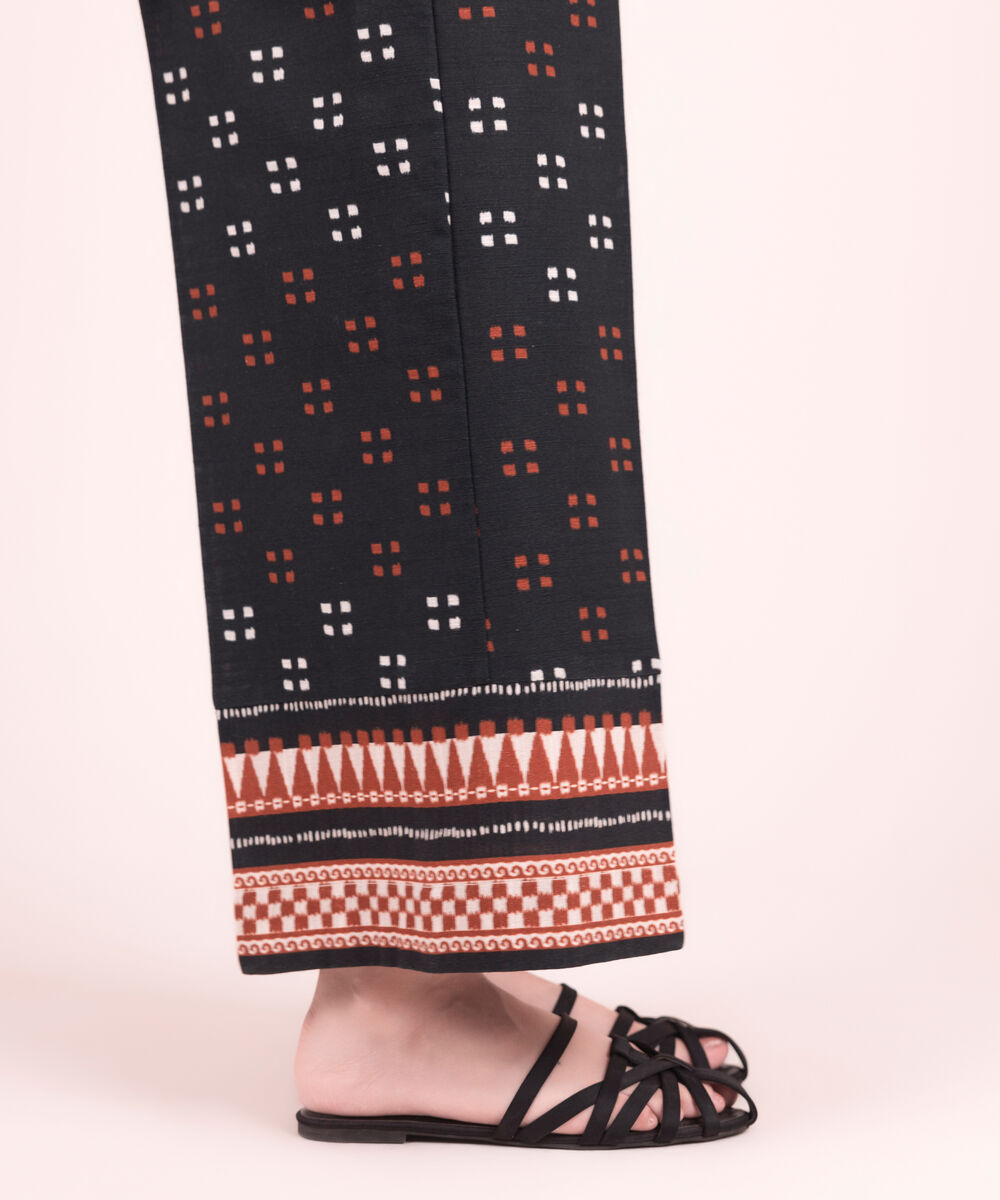 Women's RTW Khaddar Printed Black Culottes