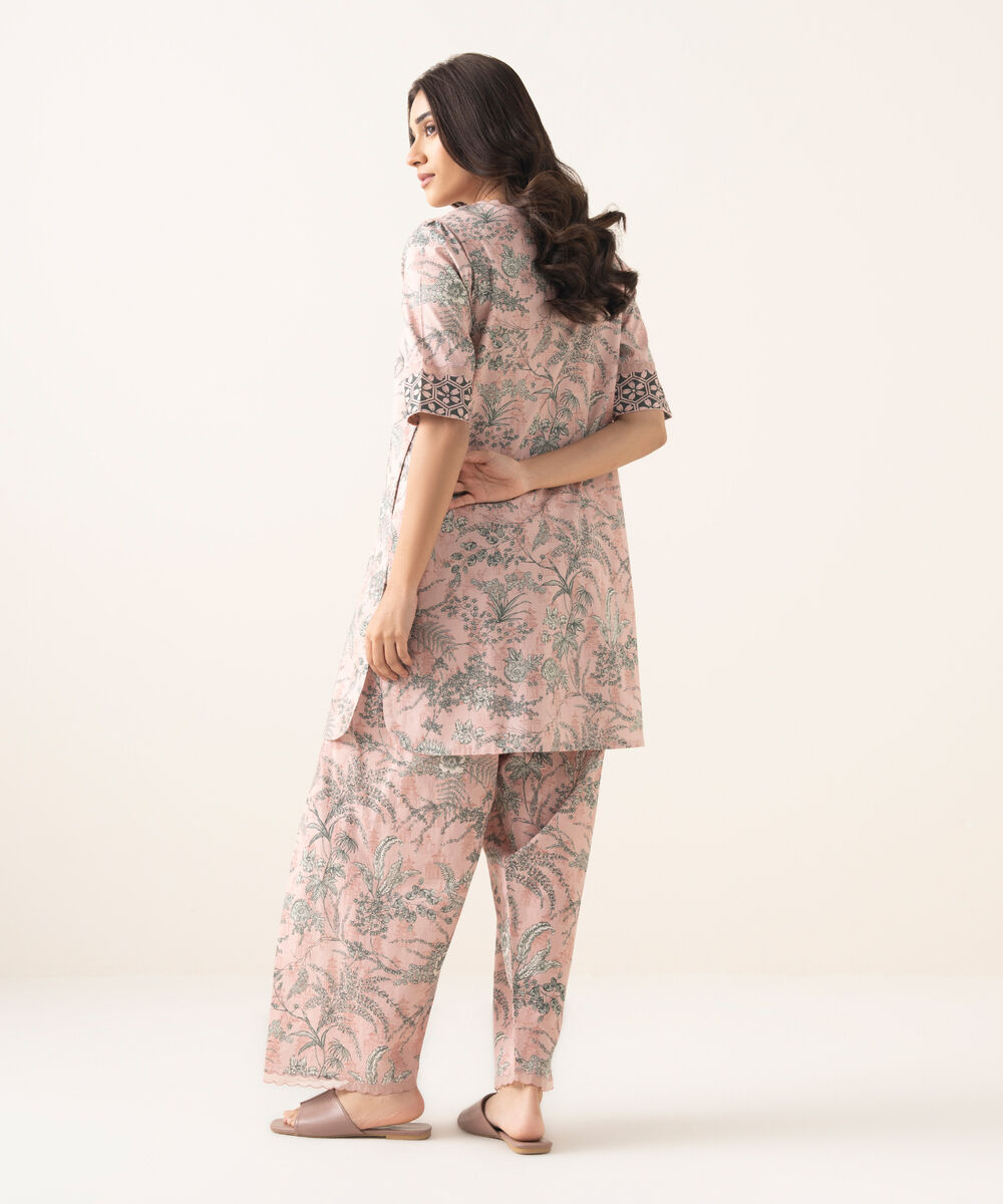 Women's Unstitched Lawn Printed Pink 2 Piece Suit