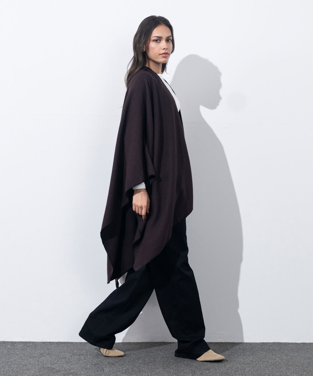 Women's Western Wear Black & Maroon Cape Shawl