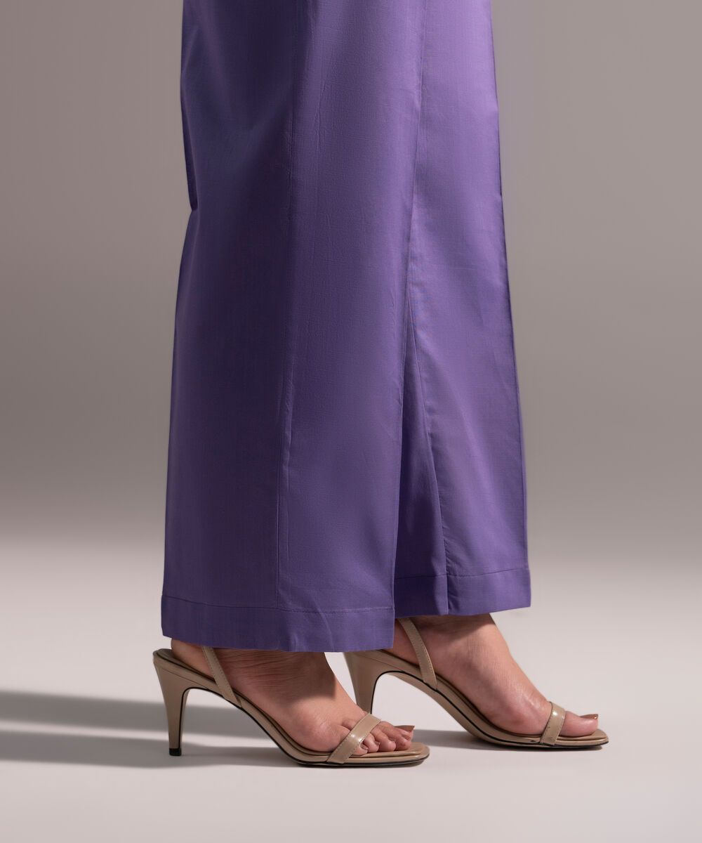 Women's RTW Crosshatch Solid Purple Straight Pants