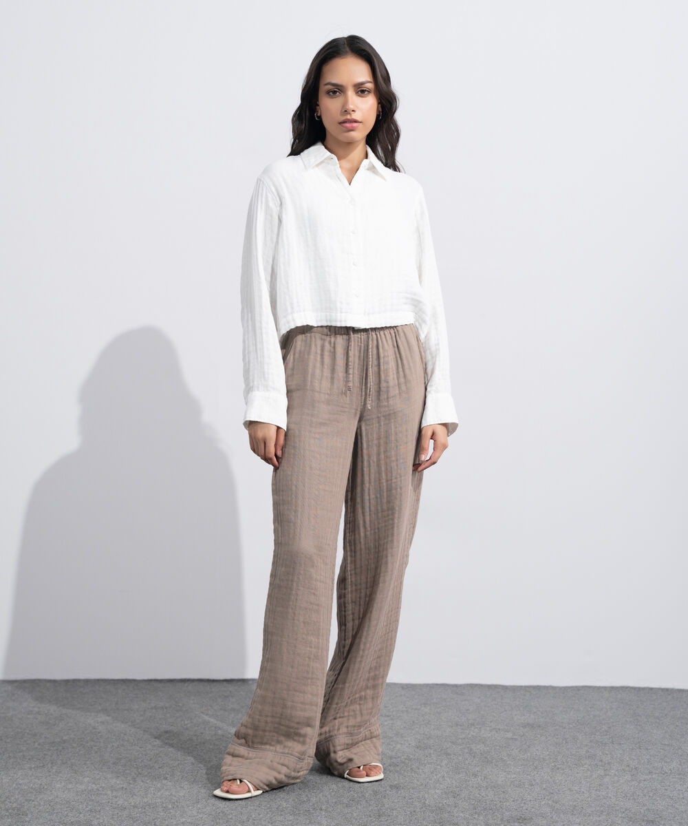 Women's Western White Short Body Cotton Muslin Shirt