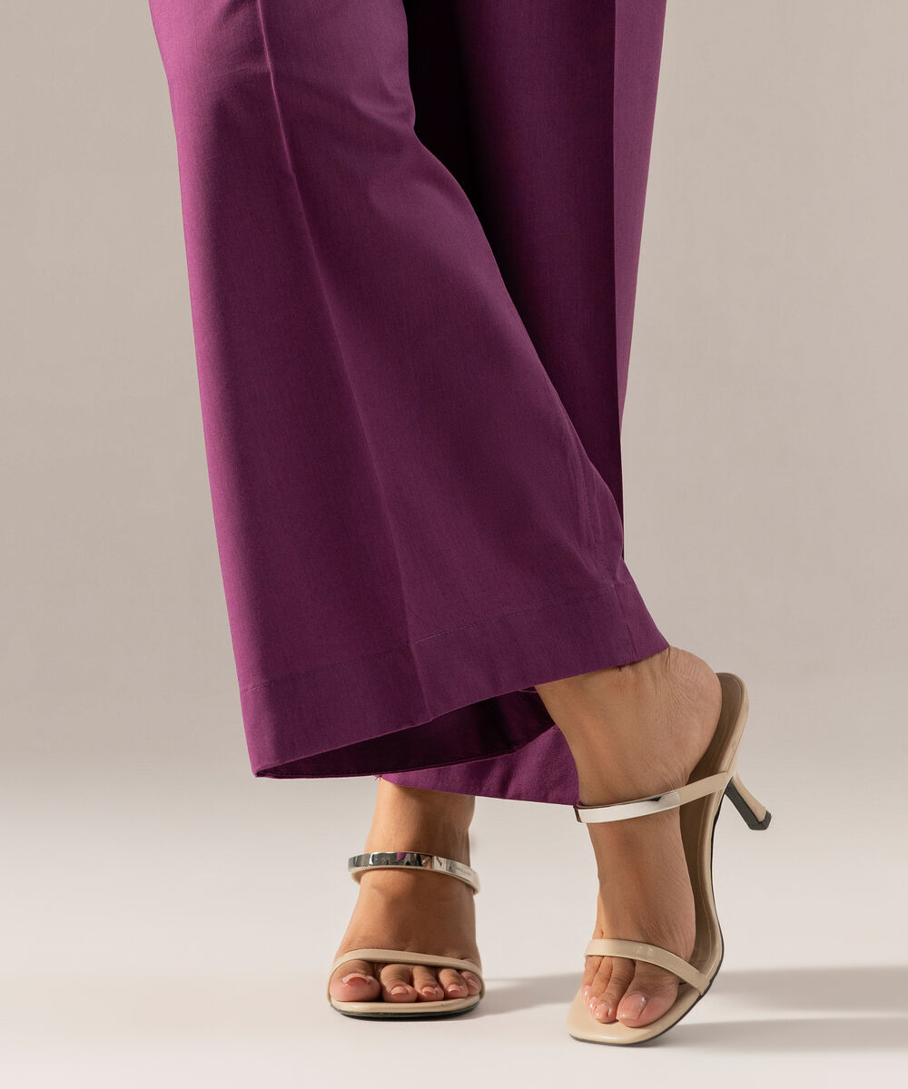 Women's RTW Solid Purple Cotton Viscose Culottes