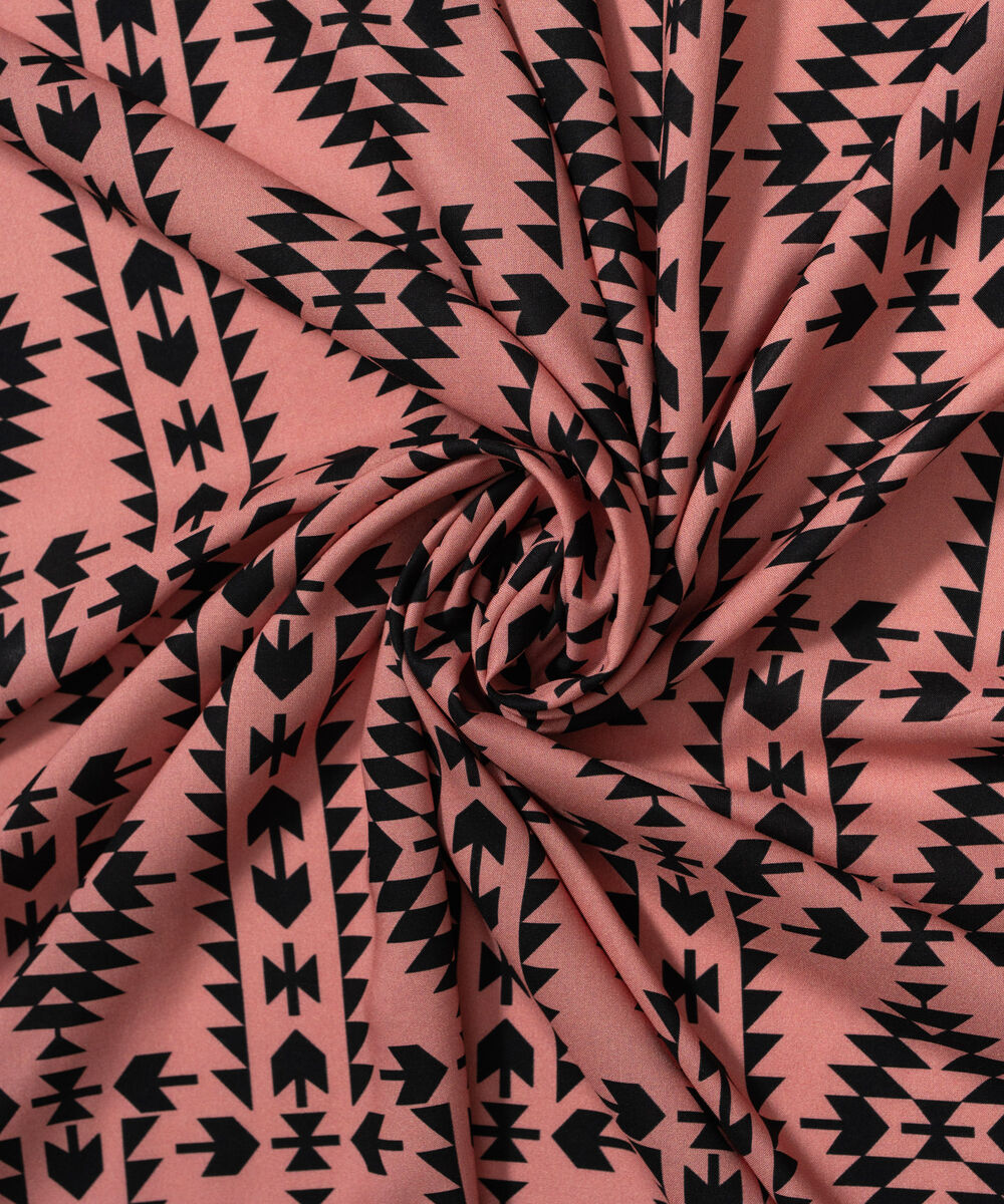 Women's RTW Viscose Linen Printed Pink Dupatta