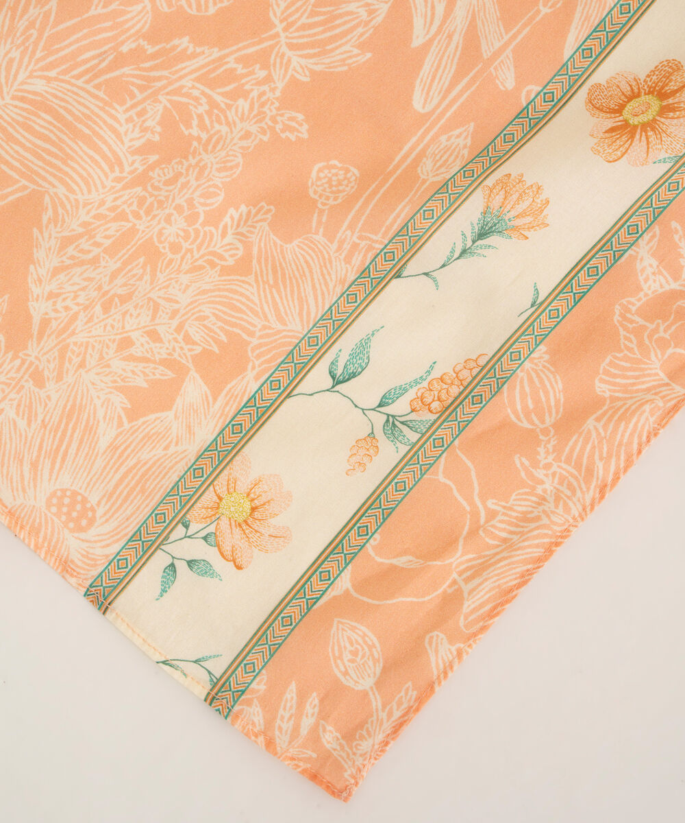 Women's Fine Voile Orange Printed Dupatta