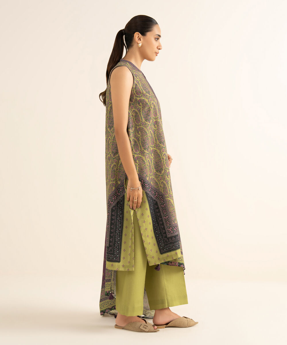 Women's Unstitched Light Khaddar Printed Multi 3 Piece Suit