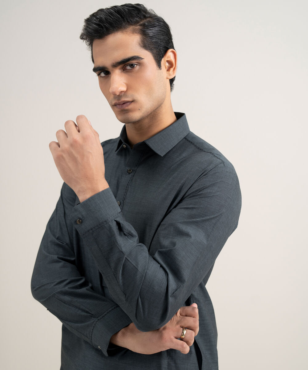 Men's Stitched Premium Yarn Dyed Cotton Blue Suit