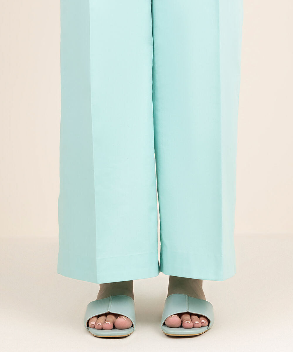 Women's Unstitched Cotton Printed Blue Trousers Fabric