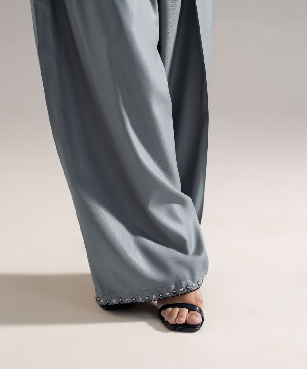 Women's RTW Bedford Solid Grey Farshi Shalwar