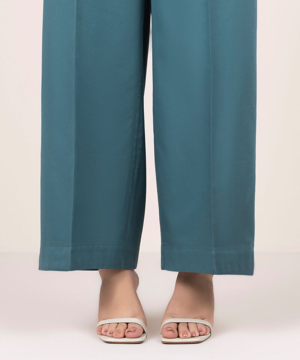 Women's RTW Cambric Solid Blue Culottes