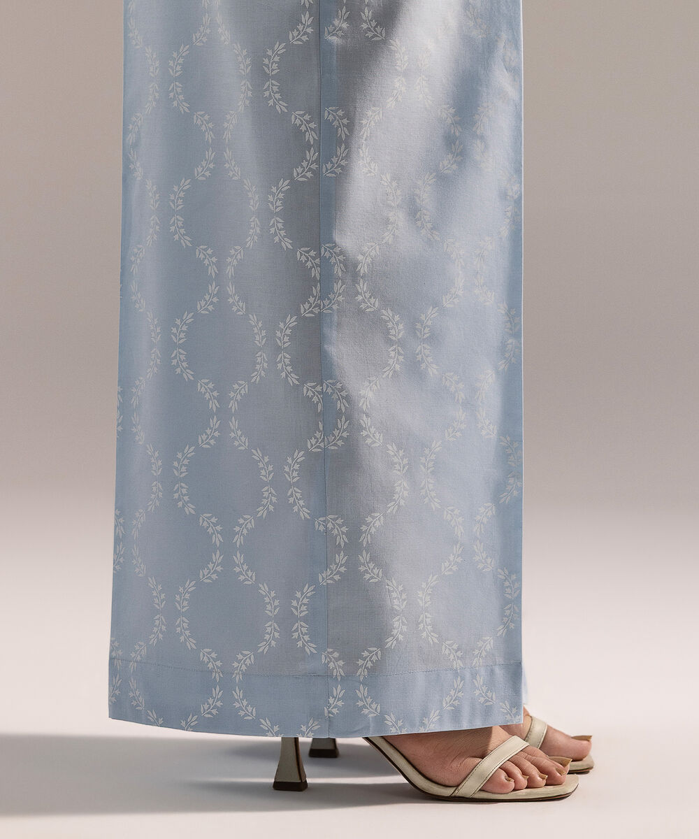Women's RTW Cambric Printed Ice Blue Culottes