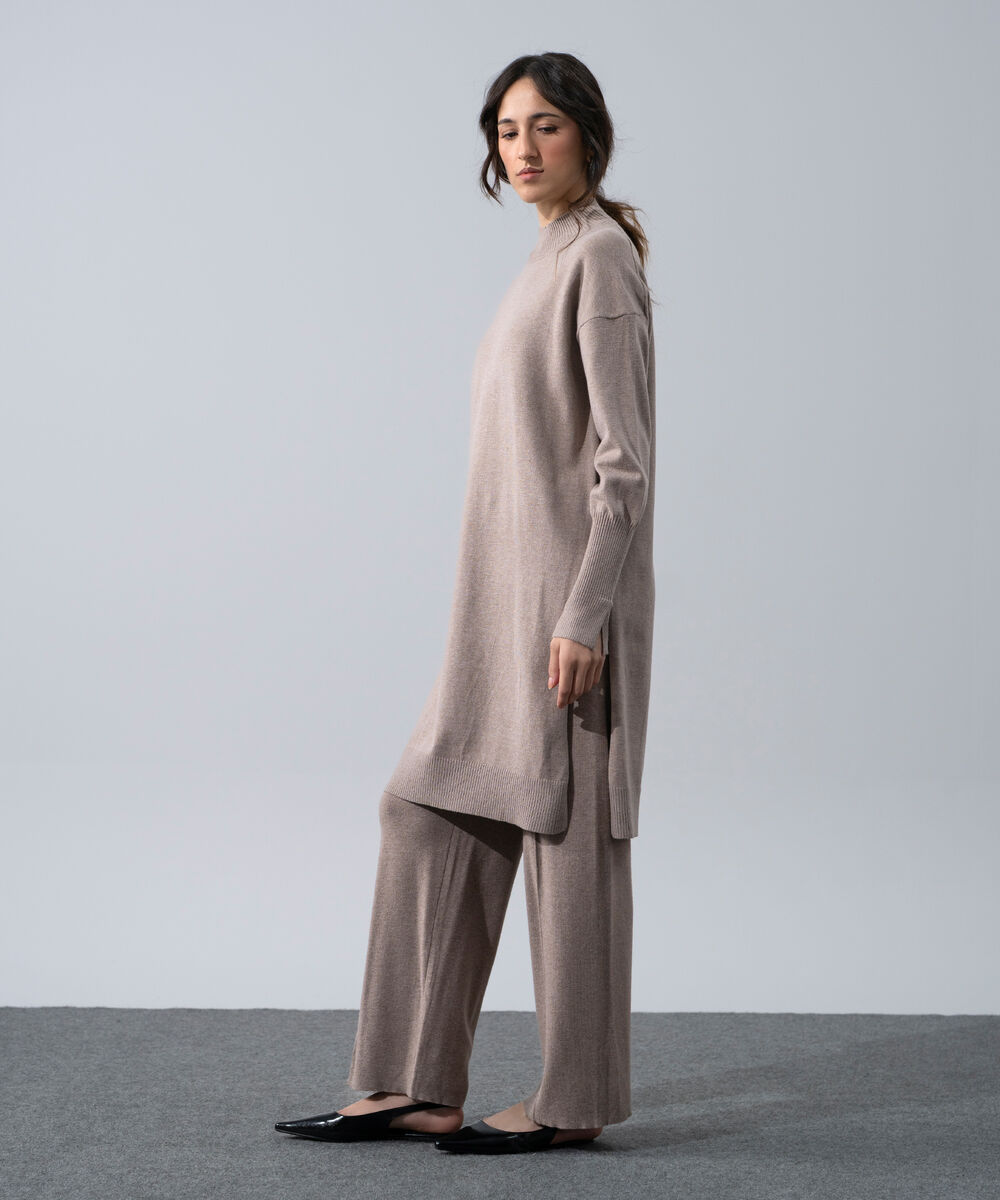 Women's Western Wear Taupe Long Knit Sweater