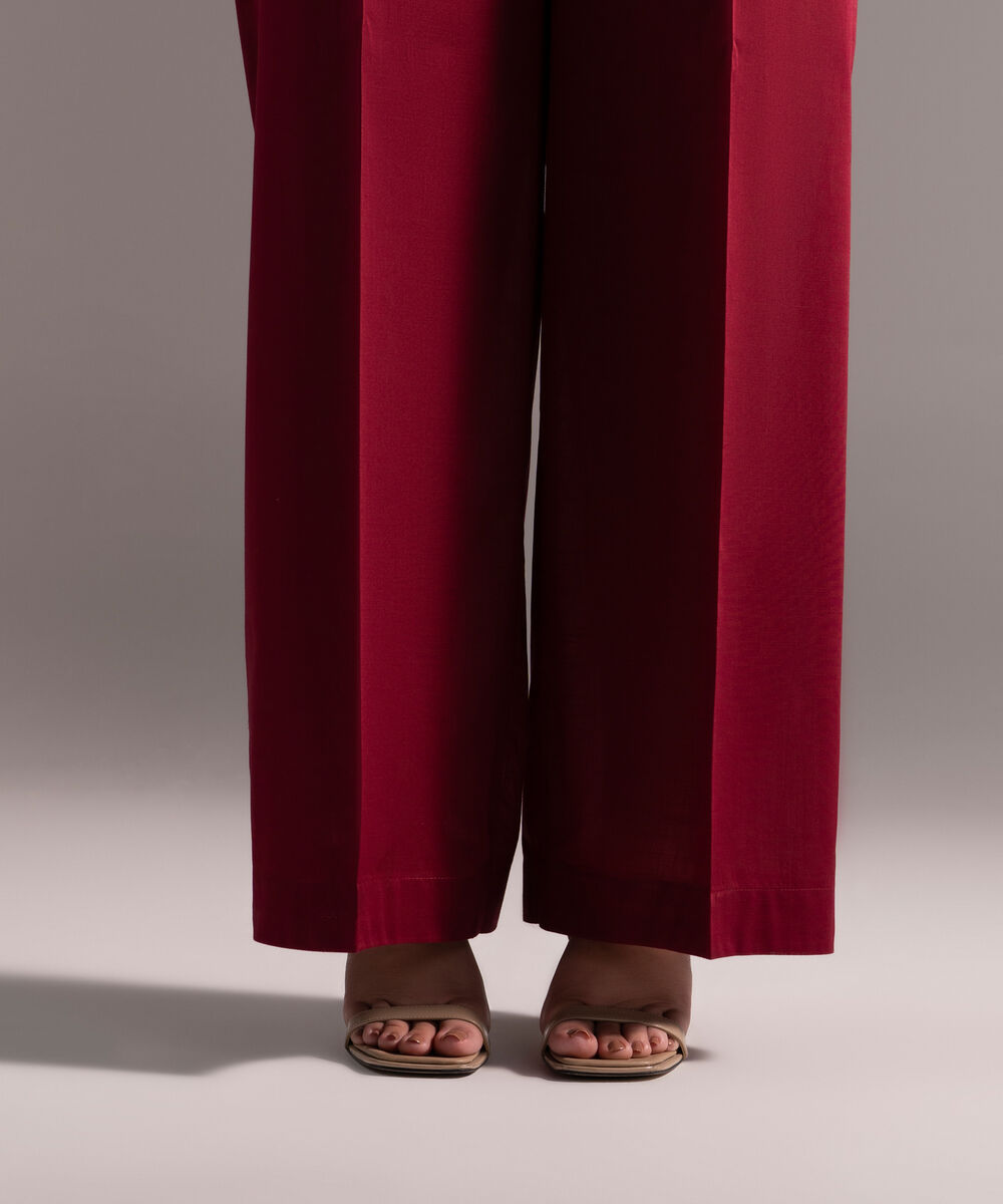 Women's RTW Cross Hatch Solid Maroon Culottes