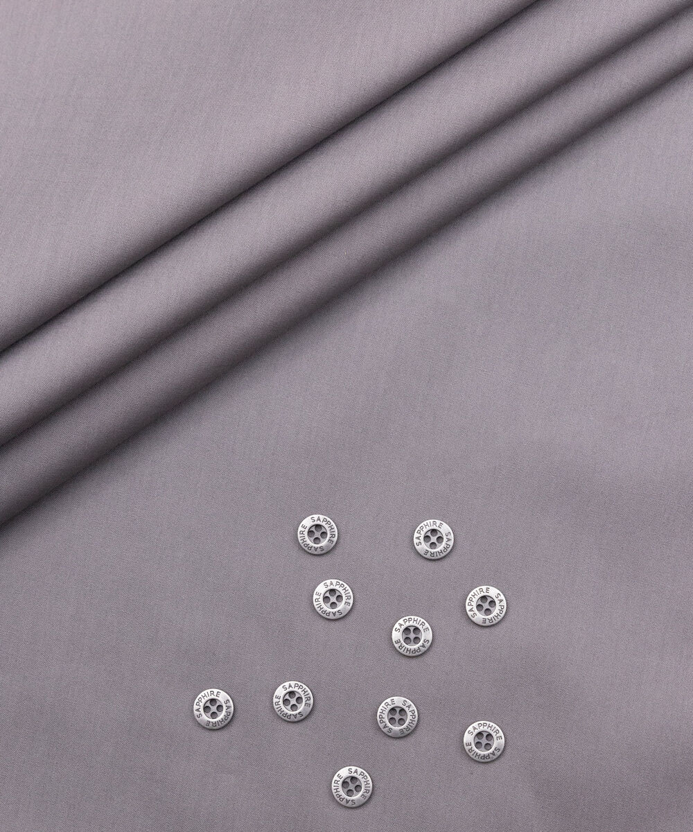 Men's Unstitched Two-Piece Metal Grey Premium Cotton Suit