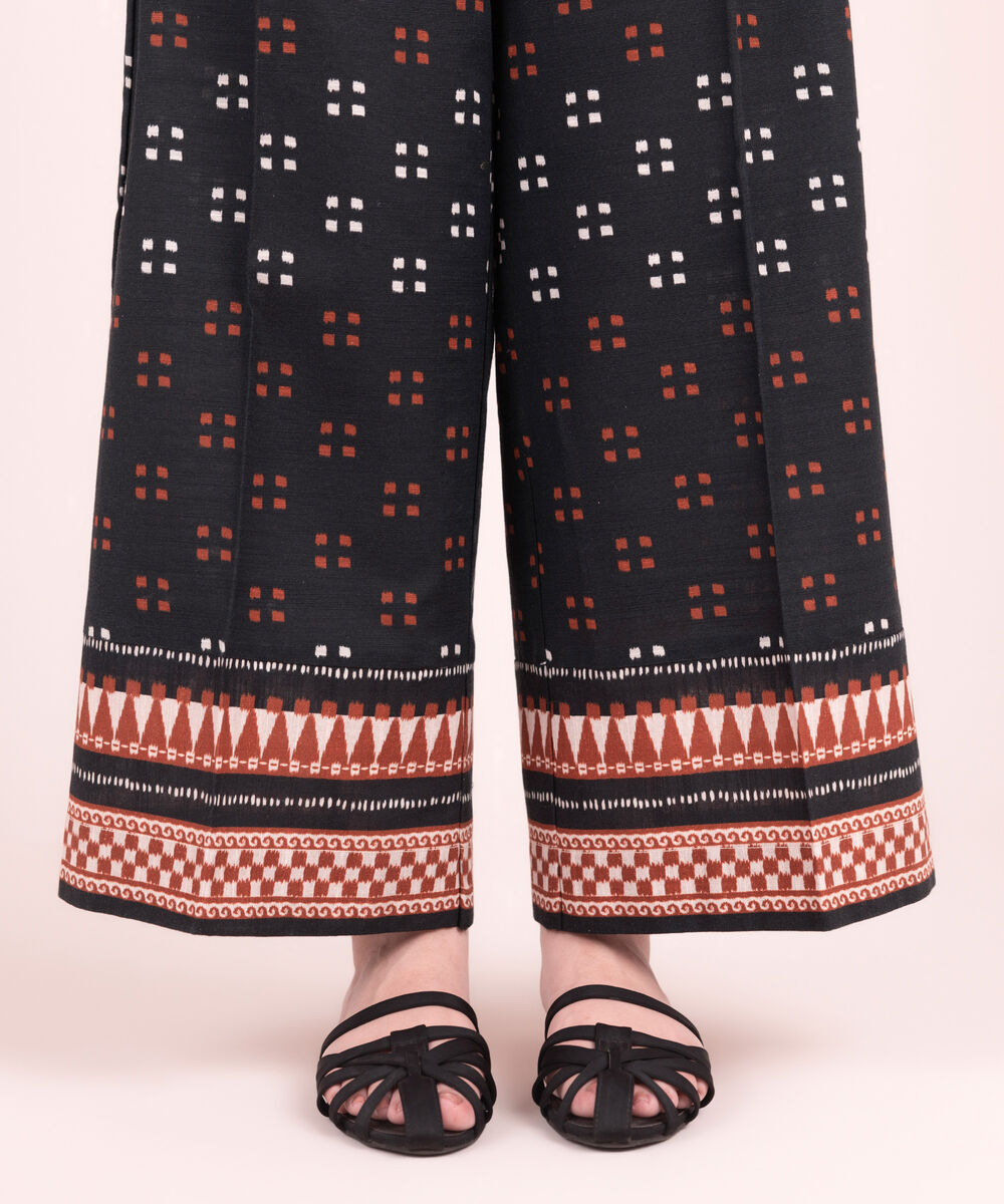 Women's RTW Khaddar Printed Black Culottes