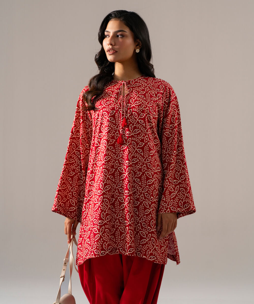 Women's RTW Viscose Marina Printed Red Straight Shirt
