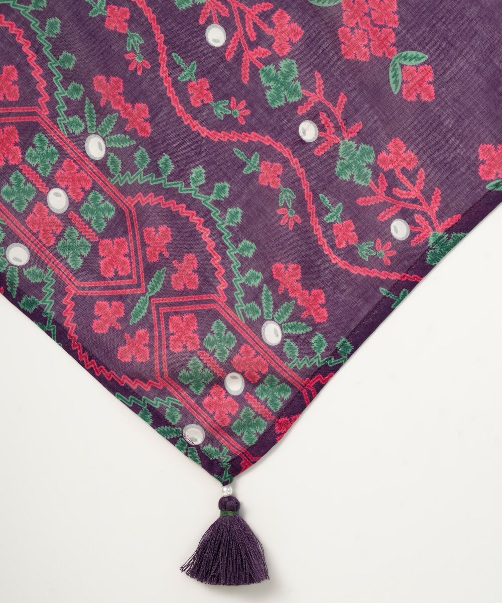 Lawn Printed Purple Dupatta