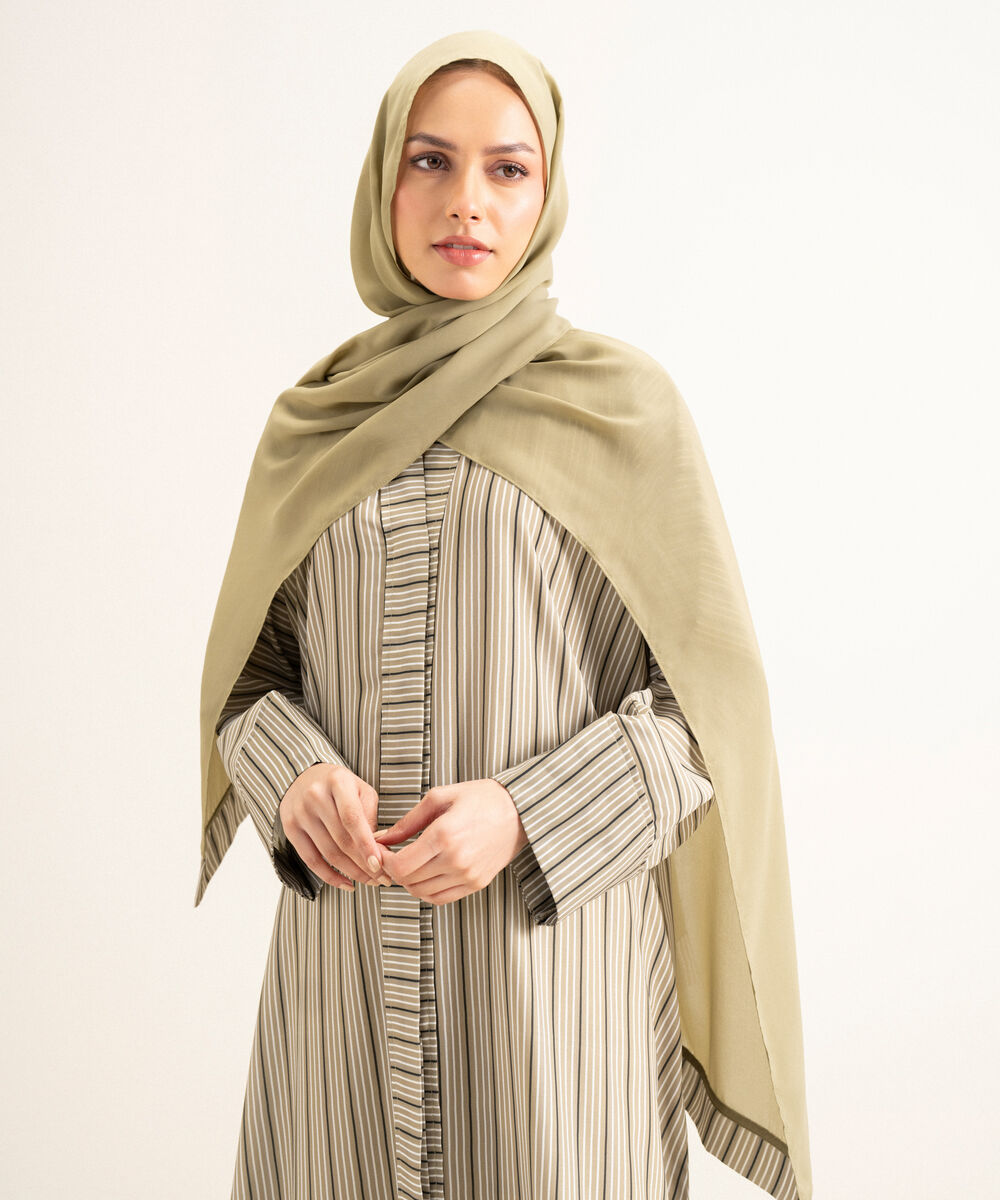 Women's Multi Brown Printed Abbaya Set