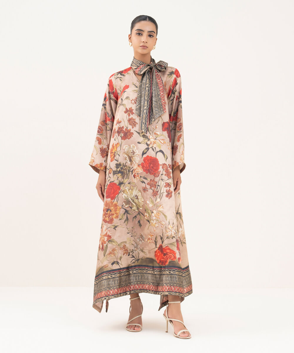 Women's RTW Blended Satin Multi Printed 2 Piece Suit