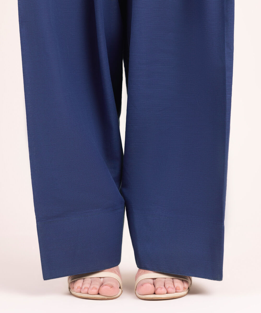 Women's RTW Khaddar Solid Blue Farshi Shalwar