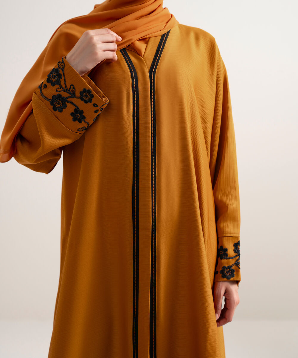 Women's Rust Embroidered Kimono Set