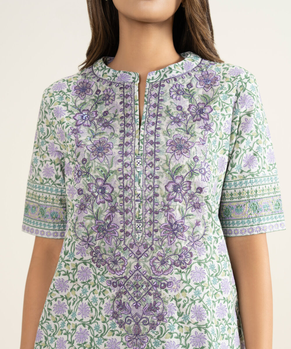 Women's Unstitched Lawn Embroidered Purple 3 Piece Suit