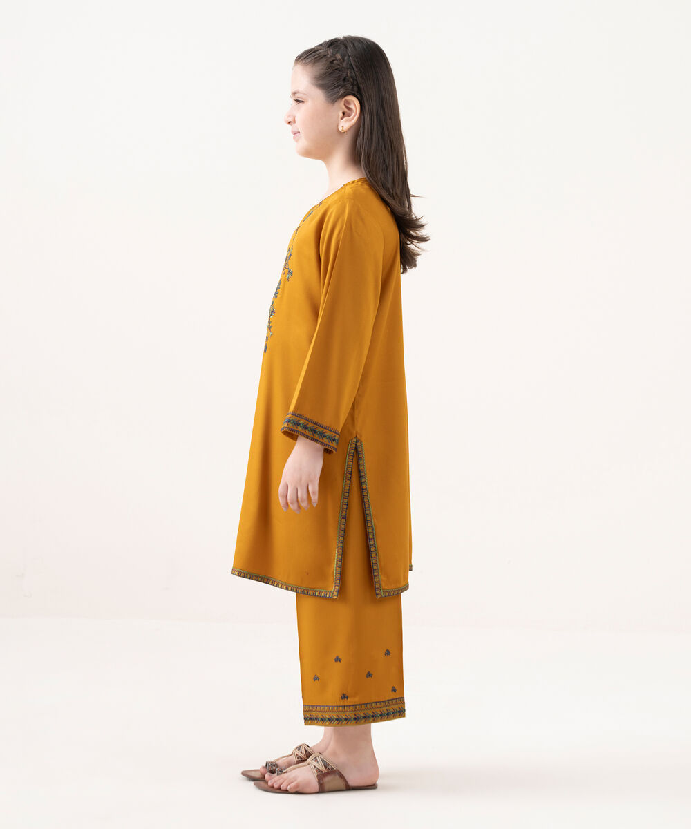Girl's Bedford  Embroidered Mustard 2 Piece Suit