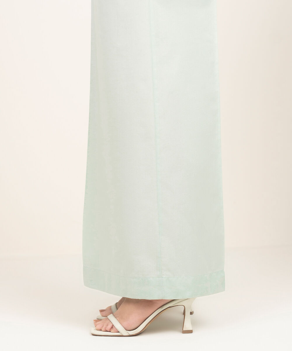 Women's RTW Cambric Solid Seafoam Green Flared Pants