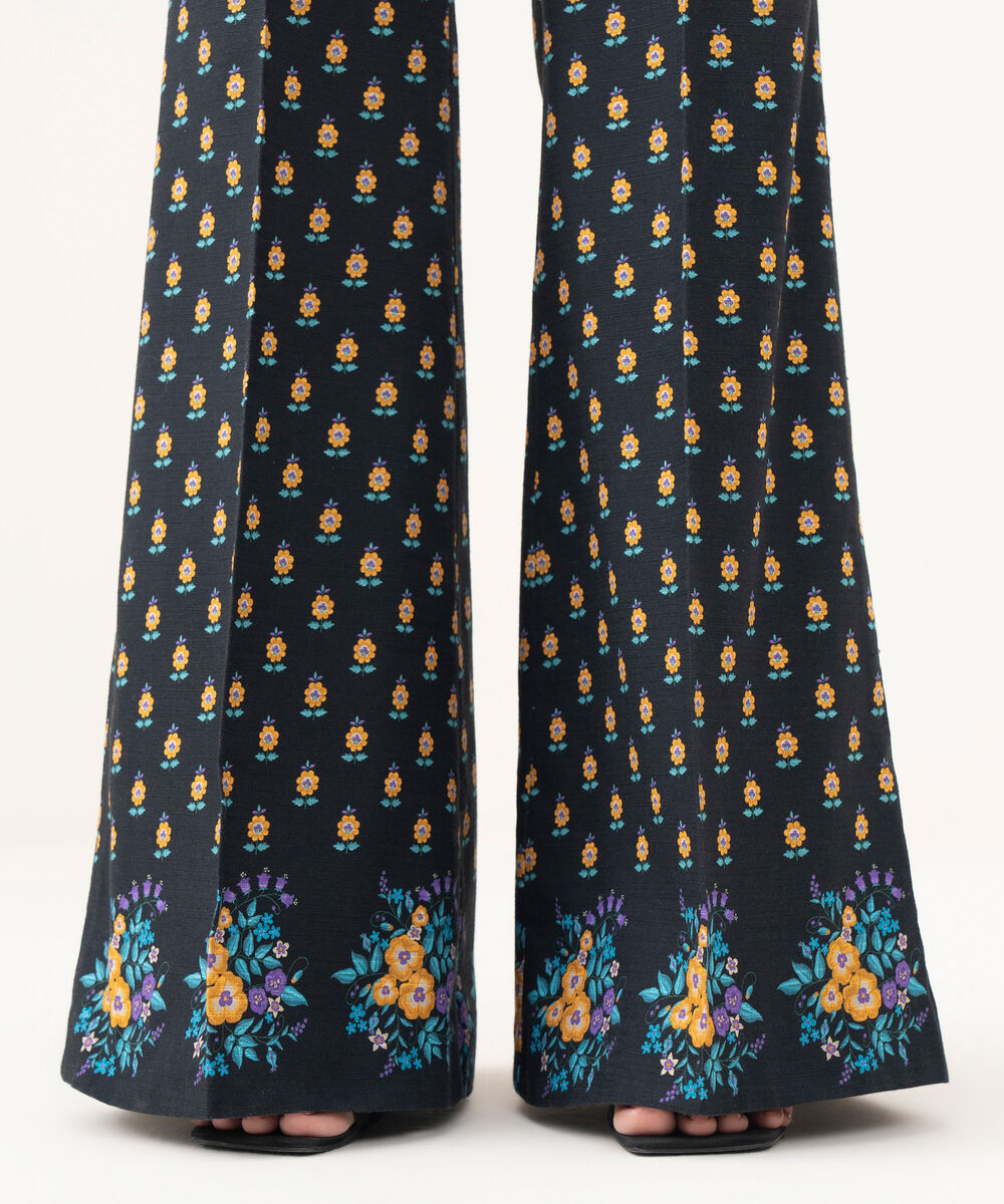 Women's Unstitched Khaddar Printed Black 3 Piece Suit