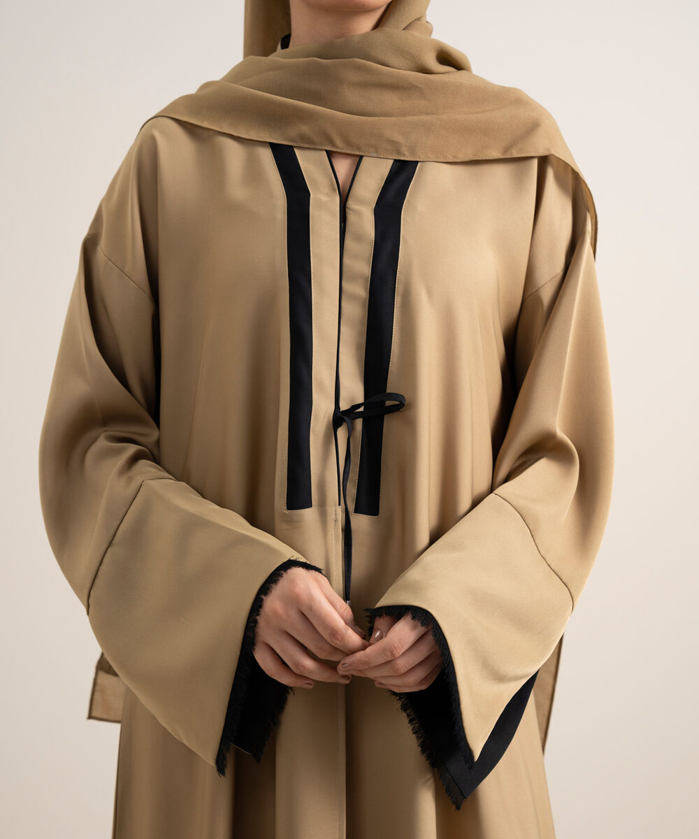 Women's Pale Brown Abaya Set