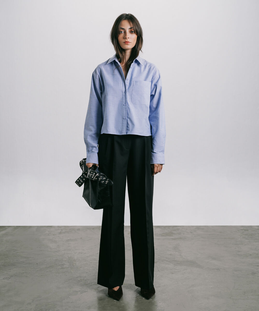 Women's Western Wear White Loose-Fit Oxford Shirt