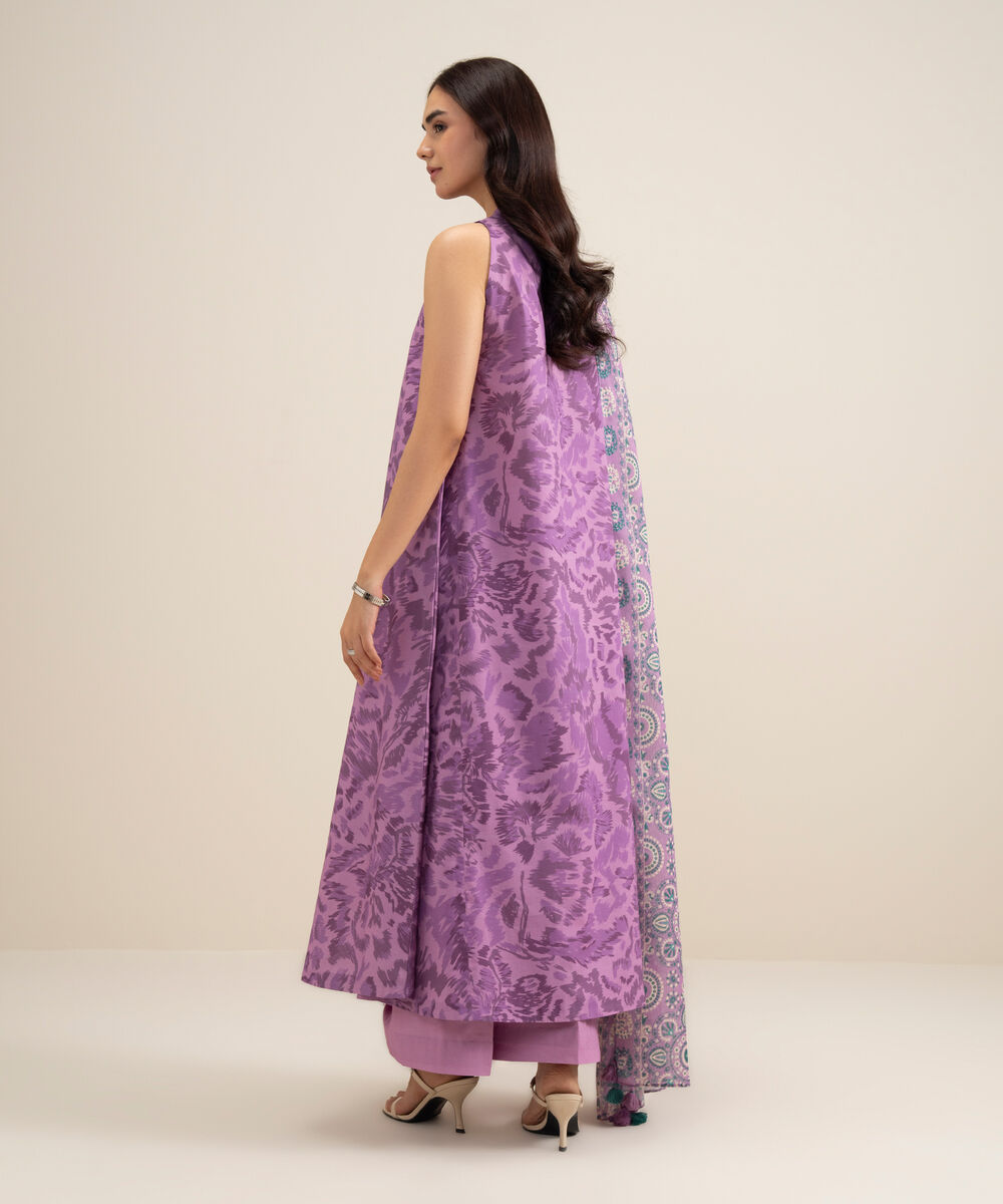 Women's Unstitched Lawn Printed Lilac 3 Piece Suit