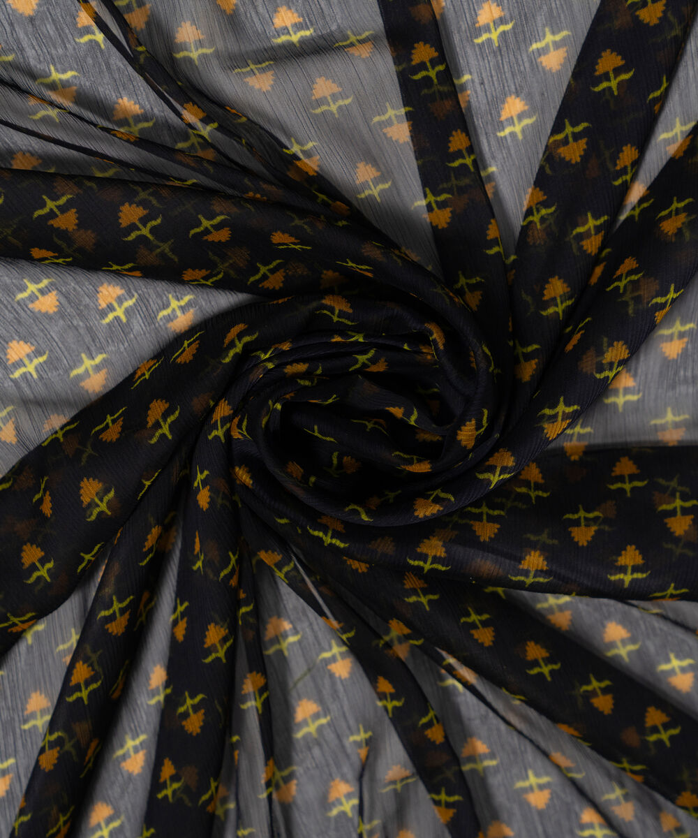 Poly Chiffon Printed Black Dupatta