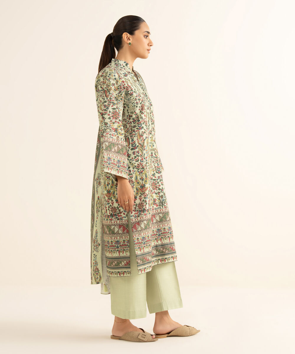 Women's Unstitched Cotton Printed Multi 3 Piece Suit