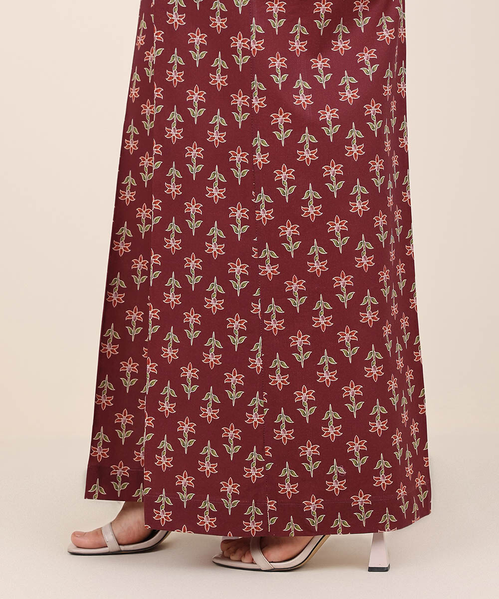 Women's RTW Cambric Red Printed Flared Pants