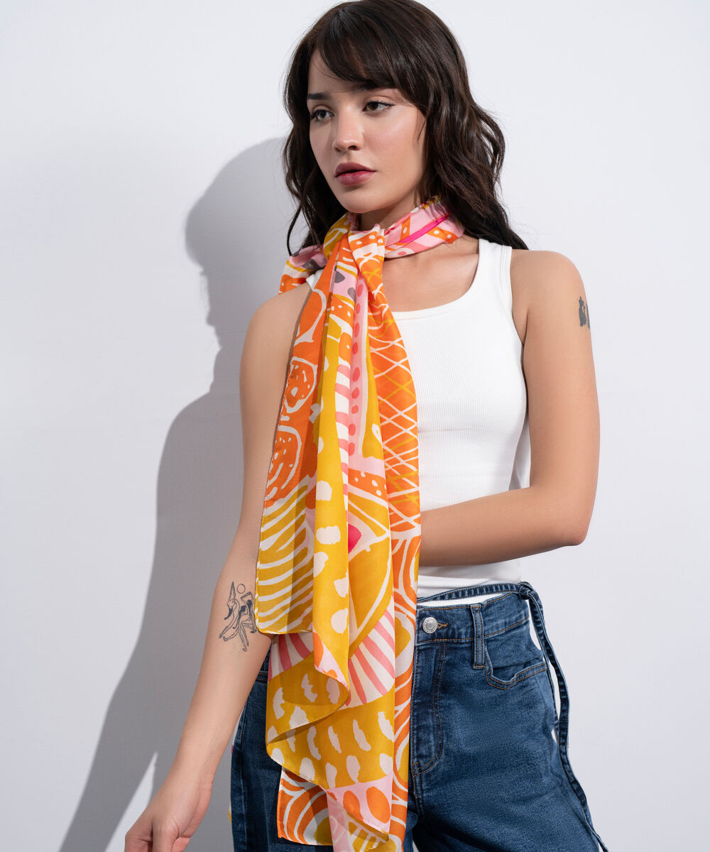 Women's Western Multi Printed Rectangular Scarf