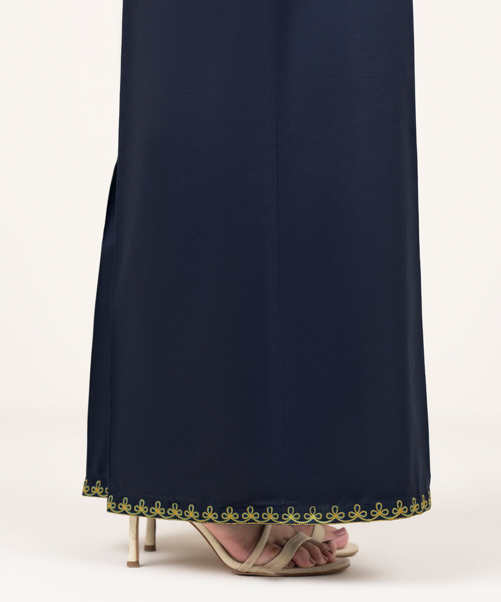 Women's RTW Cotton Embroidered Blue Flared Pants