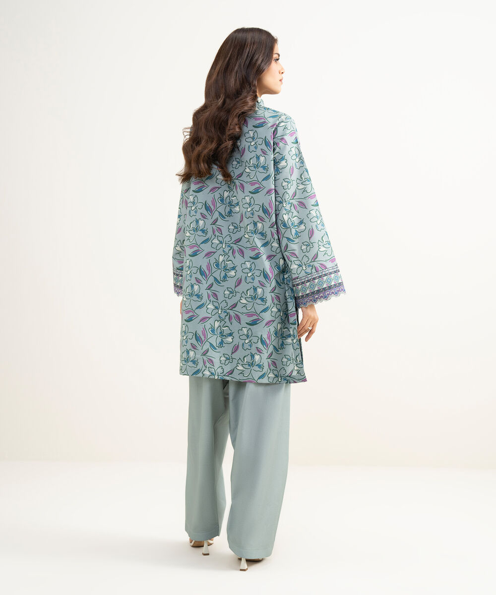 Women's Unstitched Lawn Embroidered Grey 2 Piece Suit