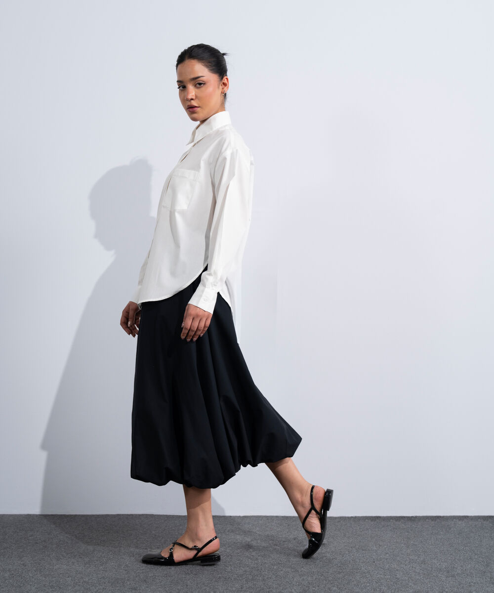 Women's Western White Relaxed-Fit Button Through Shirt